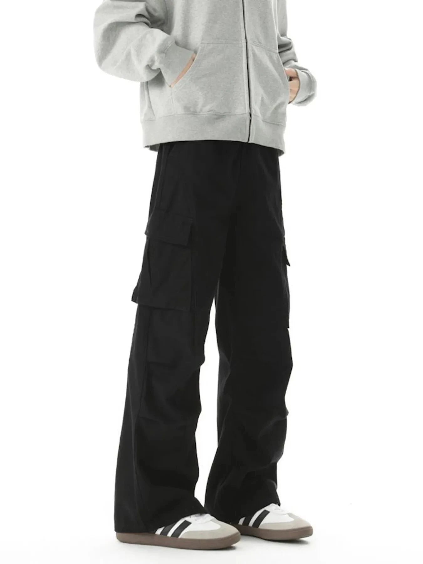 Men's Loose Fit Cargo Pants With Pockets Polyester Spandex Blend Simply Love
