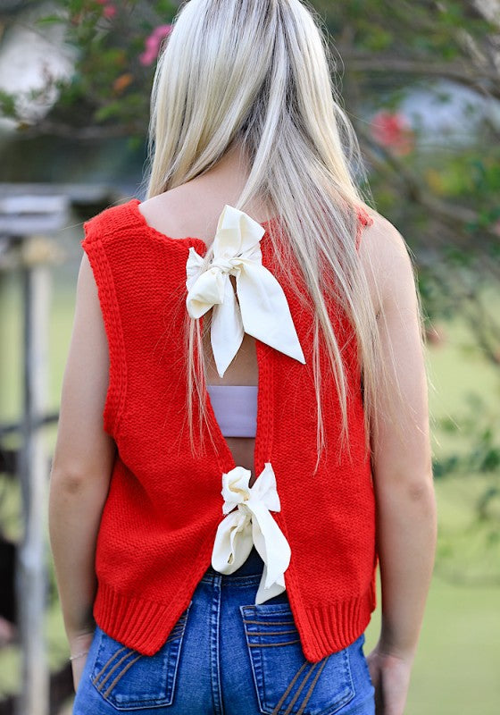 Open back bow sweater Miss Sparkling