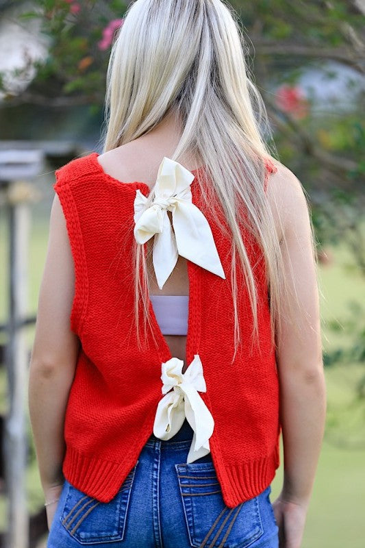 Open back bow sweater Miss Sparkling