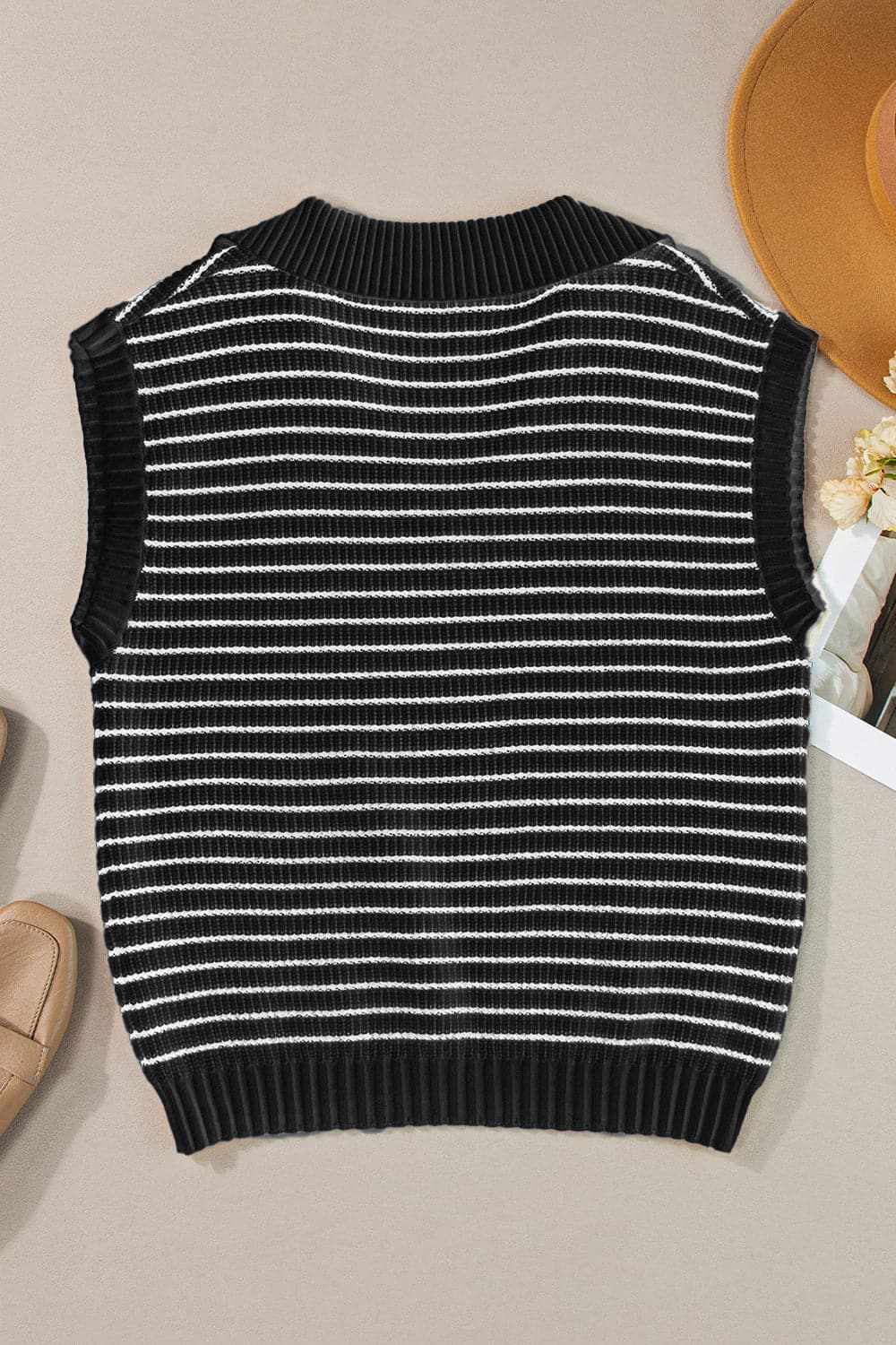 Collared striped tank top - sheer, stretchy - Love Salve 