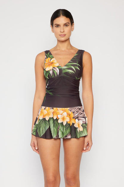 Marina West Swim Full Size Clear Waters Swim Dress in Aloha Brown.