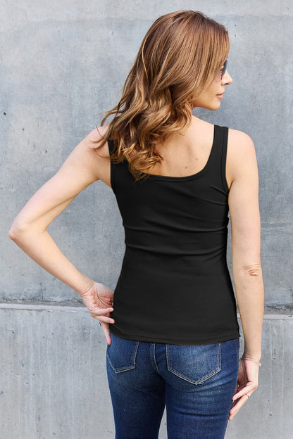 Basic Bae Full Size Square Neck Wide Strap Tank.