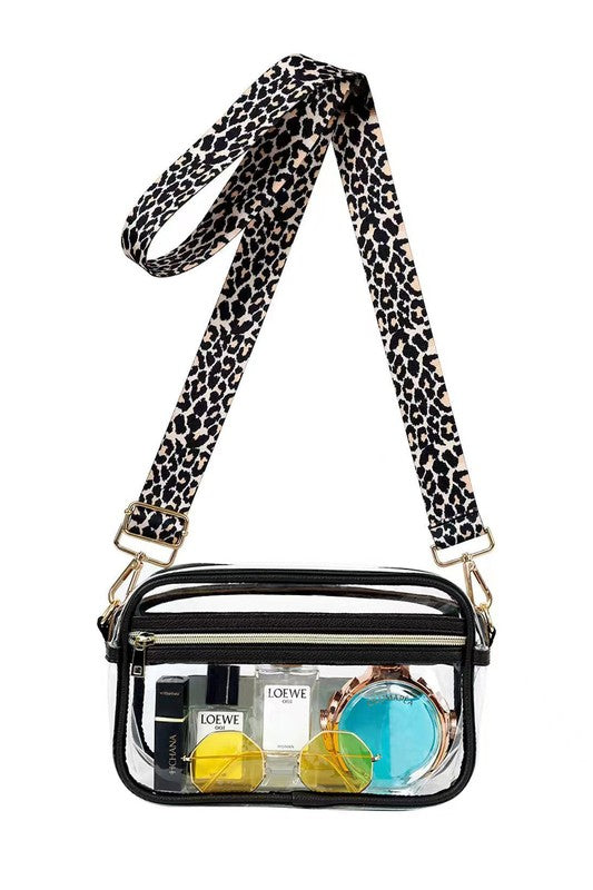 Clear Vision Leopard Strap Crossbody – Stadium-Ready Chic Coco’s Tee Boutique