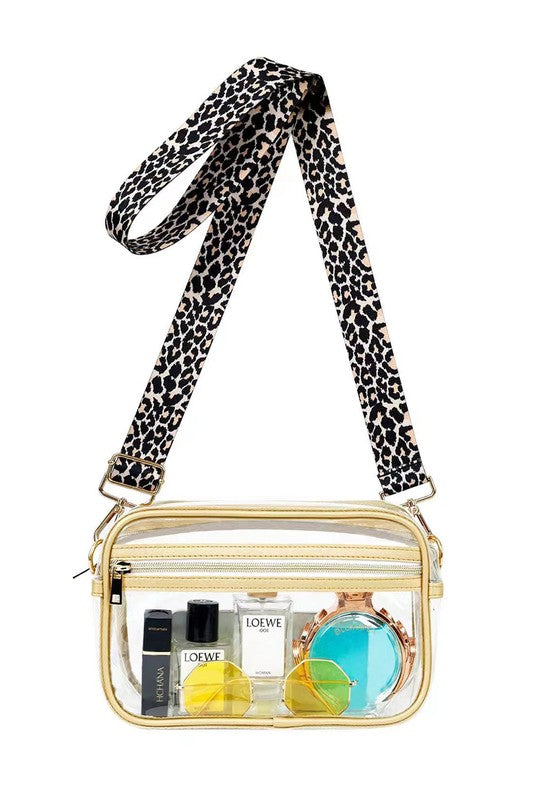 Clear Vision Leopard Strap Crossbody – Stadium-Ready Chic Coco’s Tee Boutique