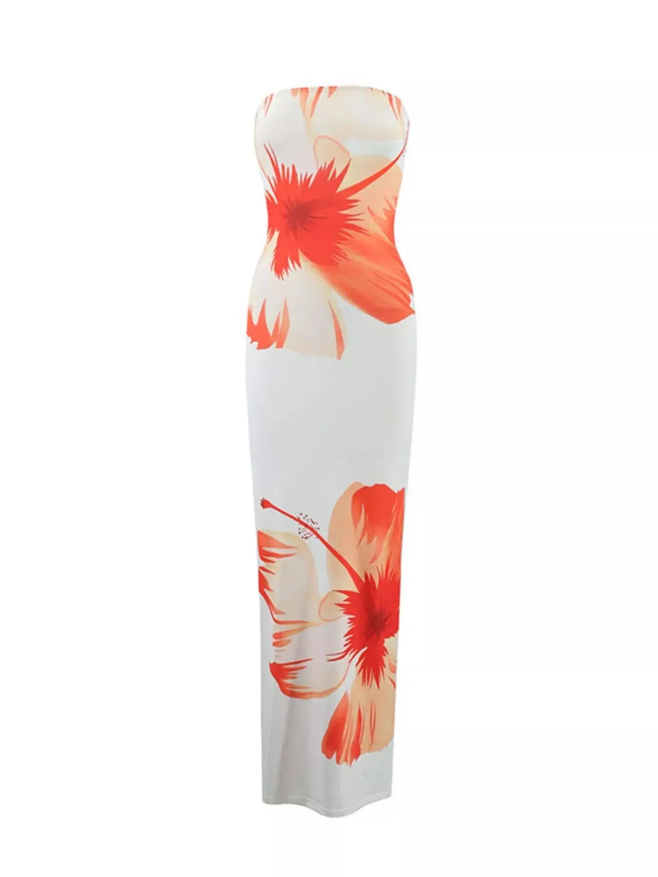 Floral Print Strapless Bodycon Maxi Dress Simply Love