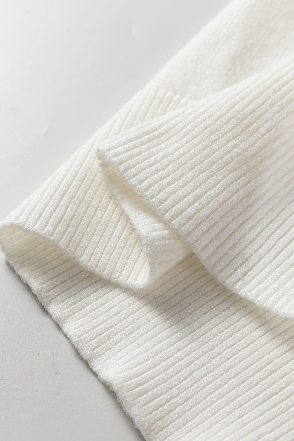 White Fish Scale Knit Ribbed High Neck Short Sleeve Sweater Dear-Lover Dropshipping