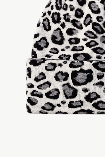 Leopard Pattern Cuffed Beanie.