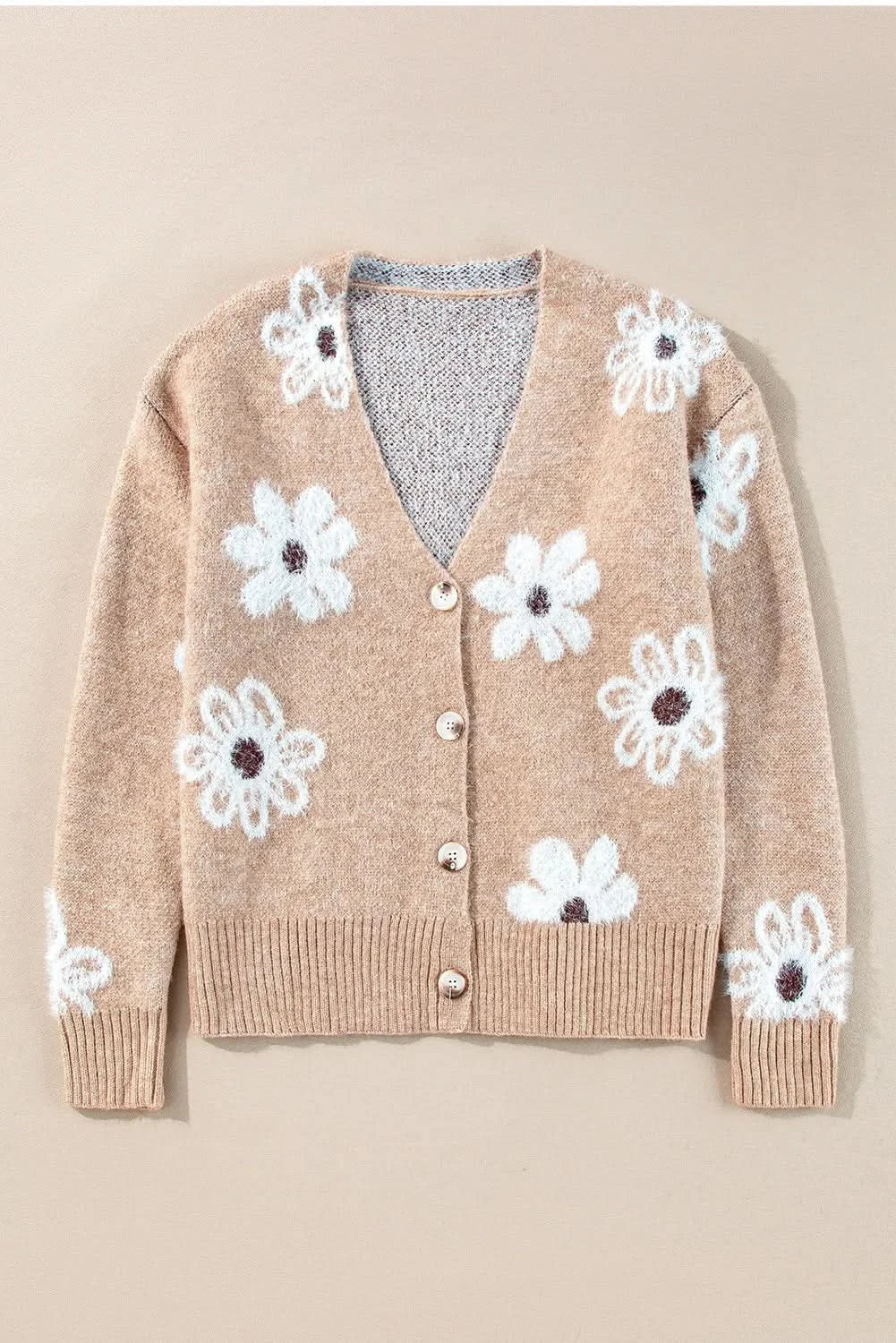 Floral button-up cardigan, long sleeve