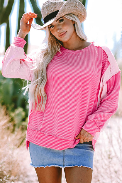 Chic colorblock cable knit sweatshirt