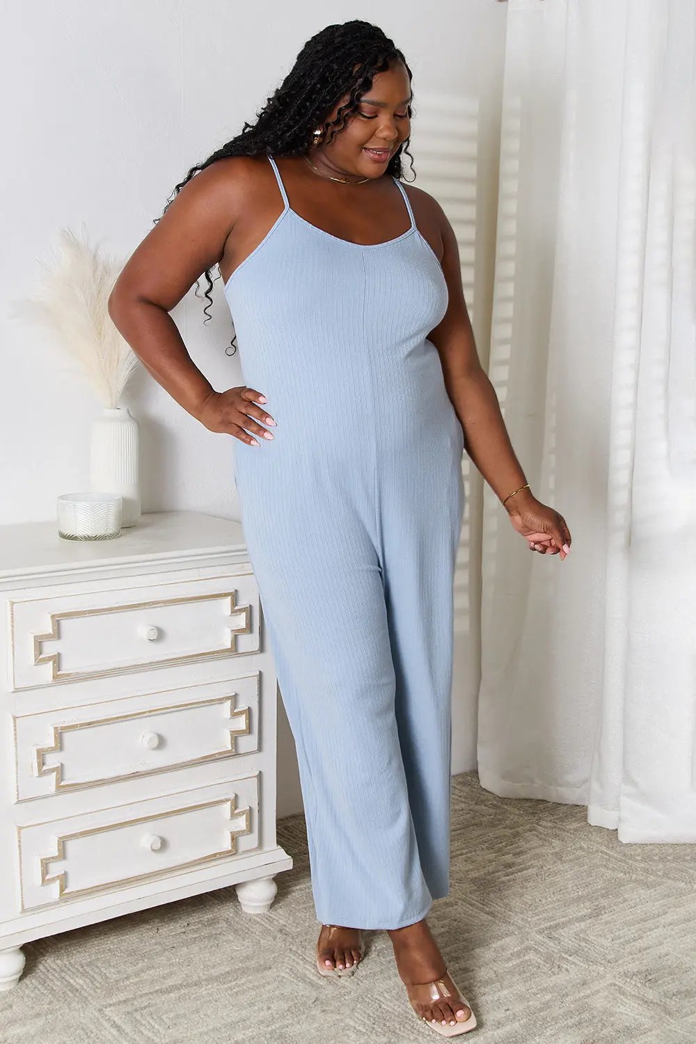 Basic Bae Full Size Spaghetti Strap V-Neck Jumpsuit - Love Salve
