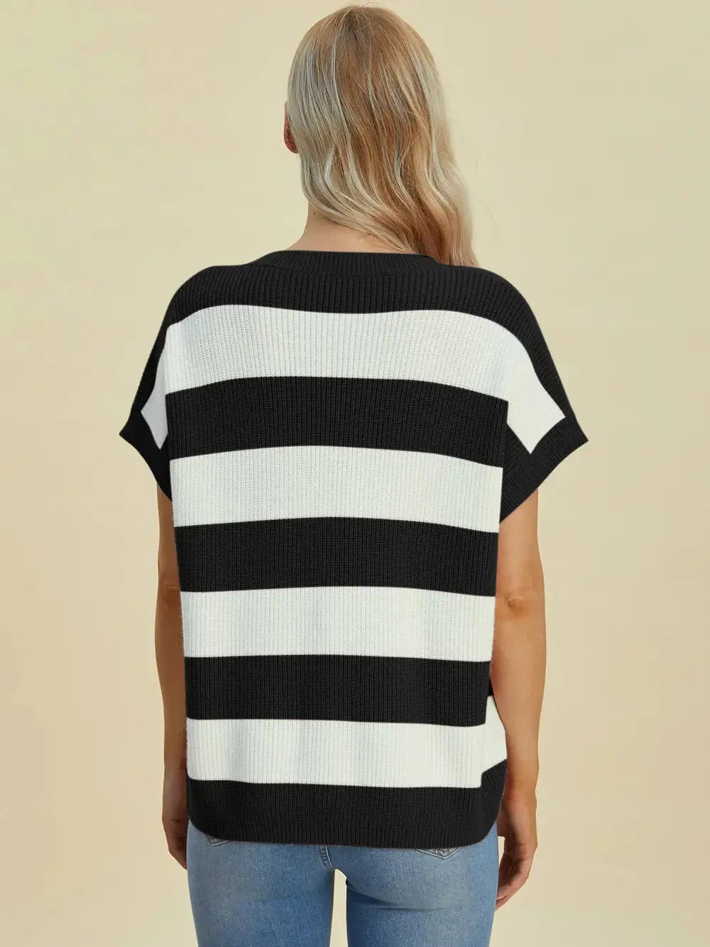 Double Take: Striped V-Neck Sweater - Love Salve
