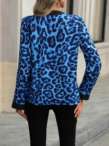 Leopard print blouse with notched sleeves