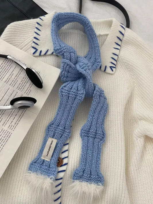 Knitted Plush Trim Scarf Simply Love