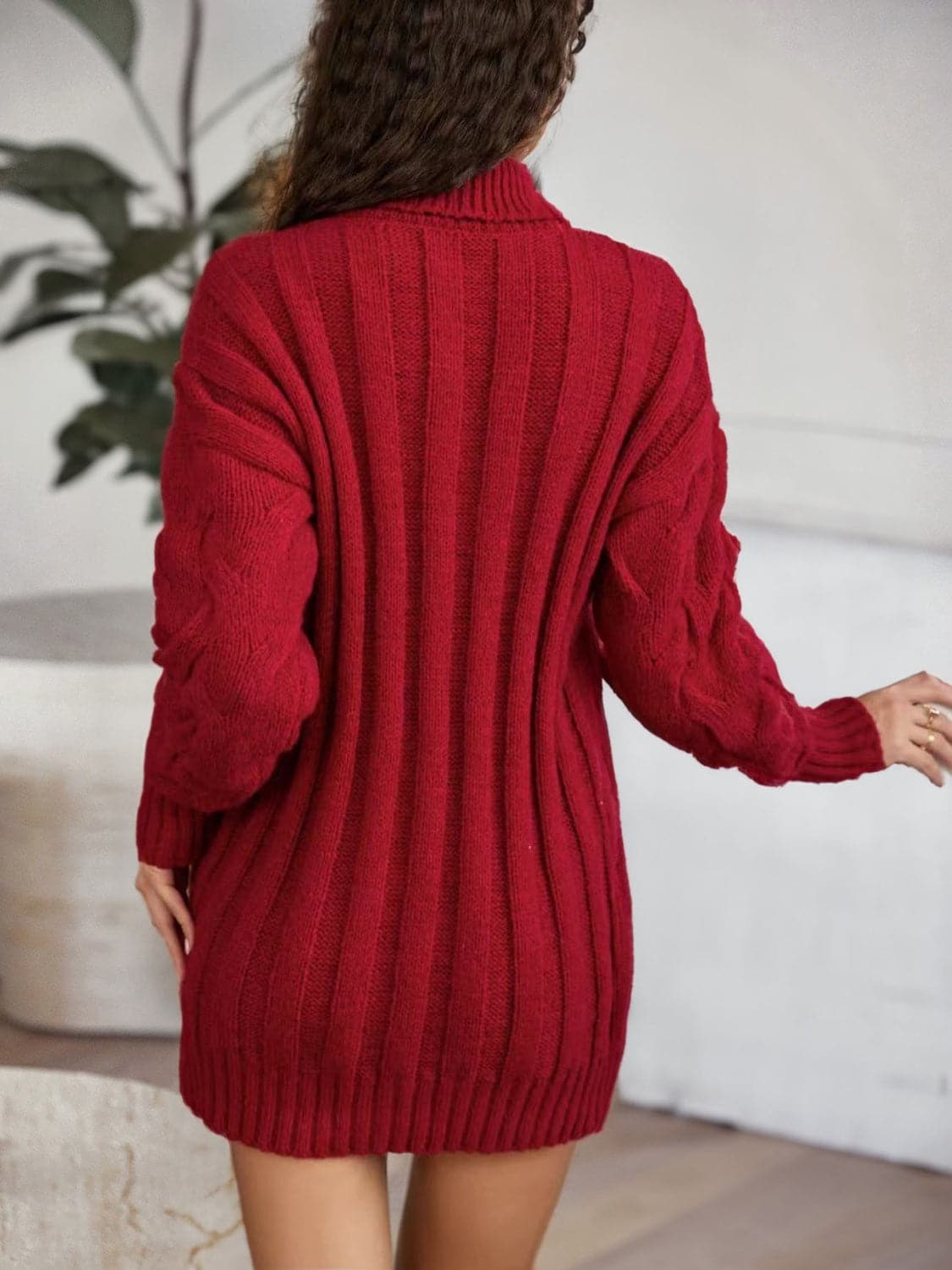 Cable-Knit Turtleneck Sweater Dress.