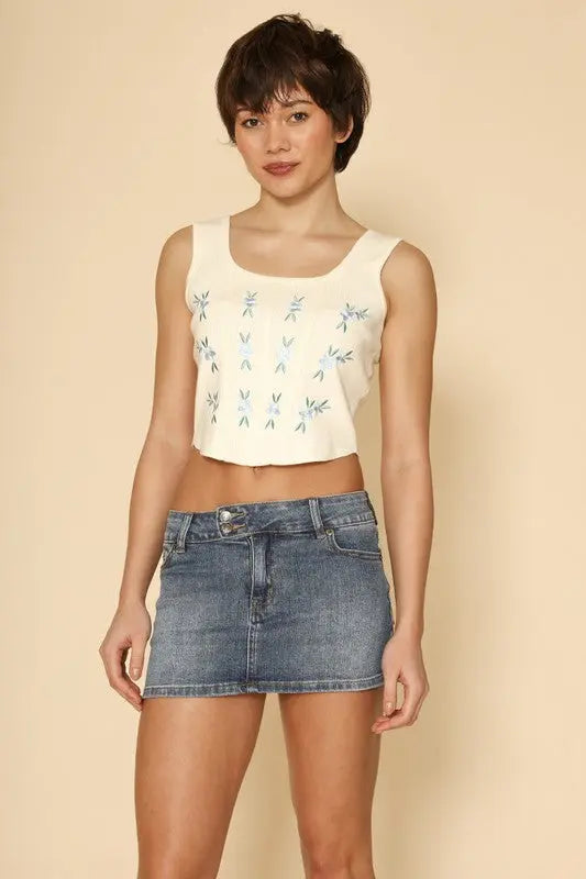 Floral Corset Tank Top Cropped Style Exclusive In House Design Miss Sparkling