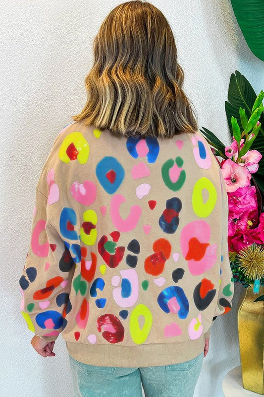 🎨 Bold & Bright Multicolor Leopard Pullover Coco’s Tee Boutique