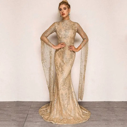 Winter Dress Women Silver Slim Dress Maxi Dress Bella Mia