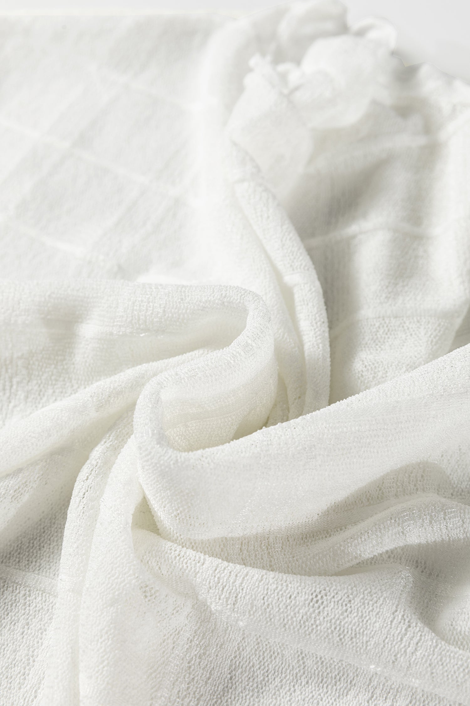 Dear-Lover White Plaid Mesh Top Women's Daily Sheer Long Sleeve Lightweight Dear-Lover Dropshipping