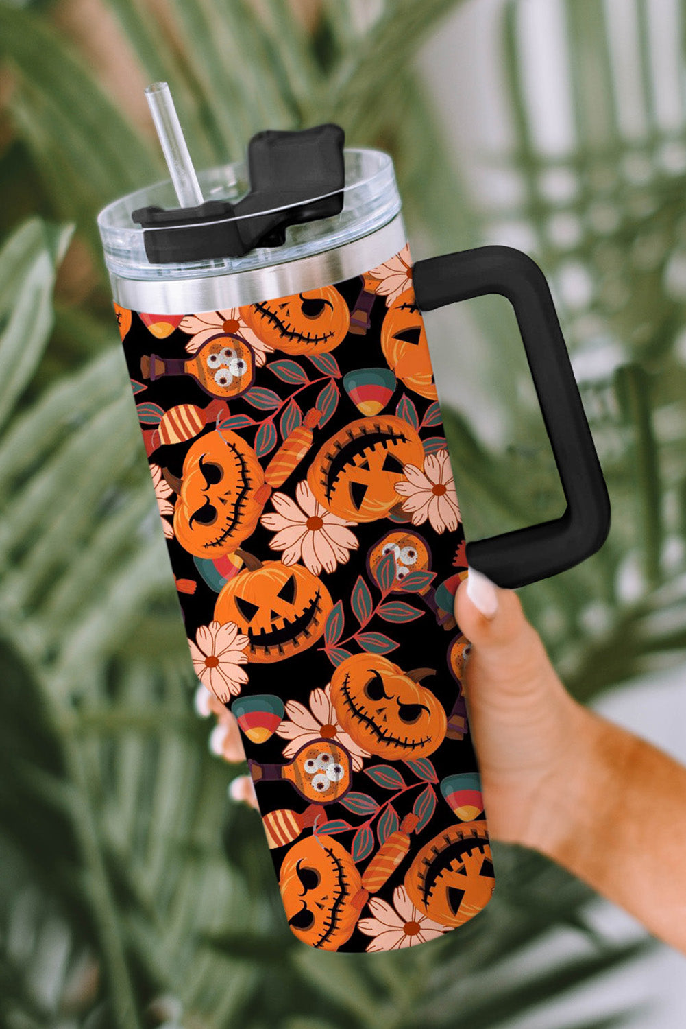 Festive pumpkin print 40oz stainless steel vacuum cup for Halloween