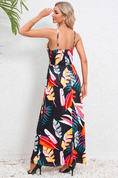 Printed Surplice Maxi Cami Dress.