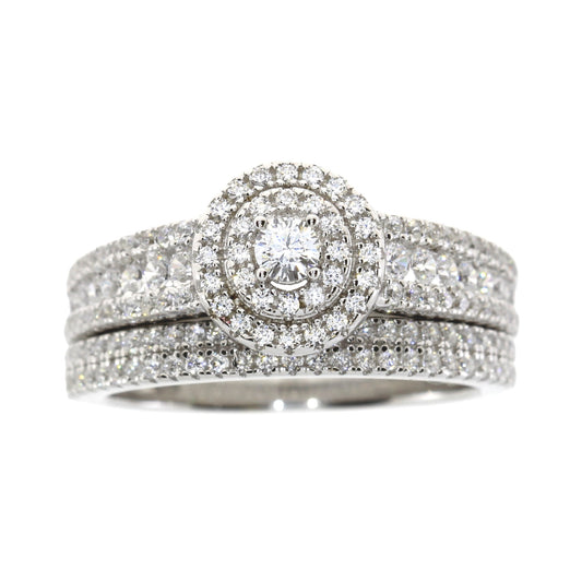 Bids.com Cubic Zirconia Bridal Sterling Silver ring, showcasing its elegant design and sparkling CZ stones.