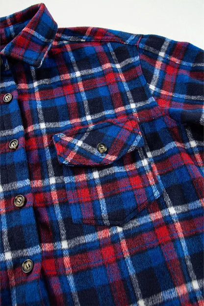 Plaid pocket long sleeve shacket