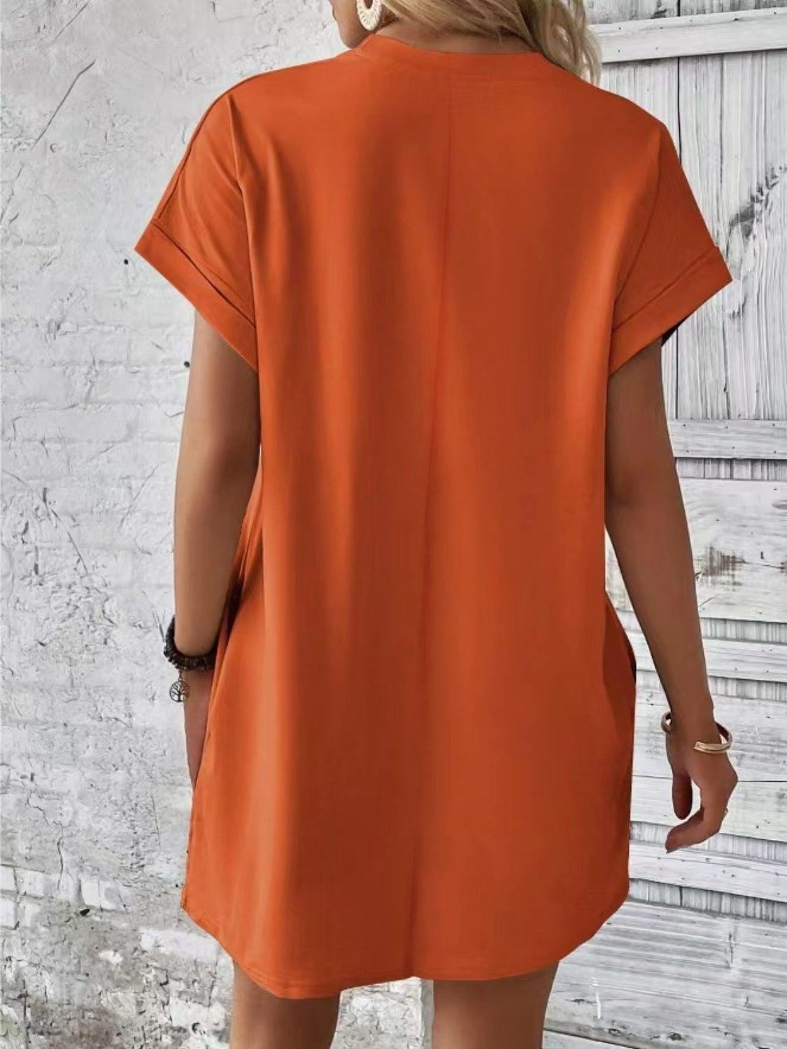 Pocketed Round Neck Short Sleeve Dress Coco’s Tee Boutique