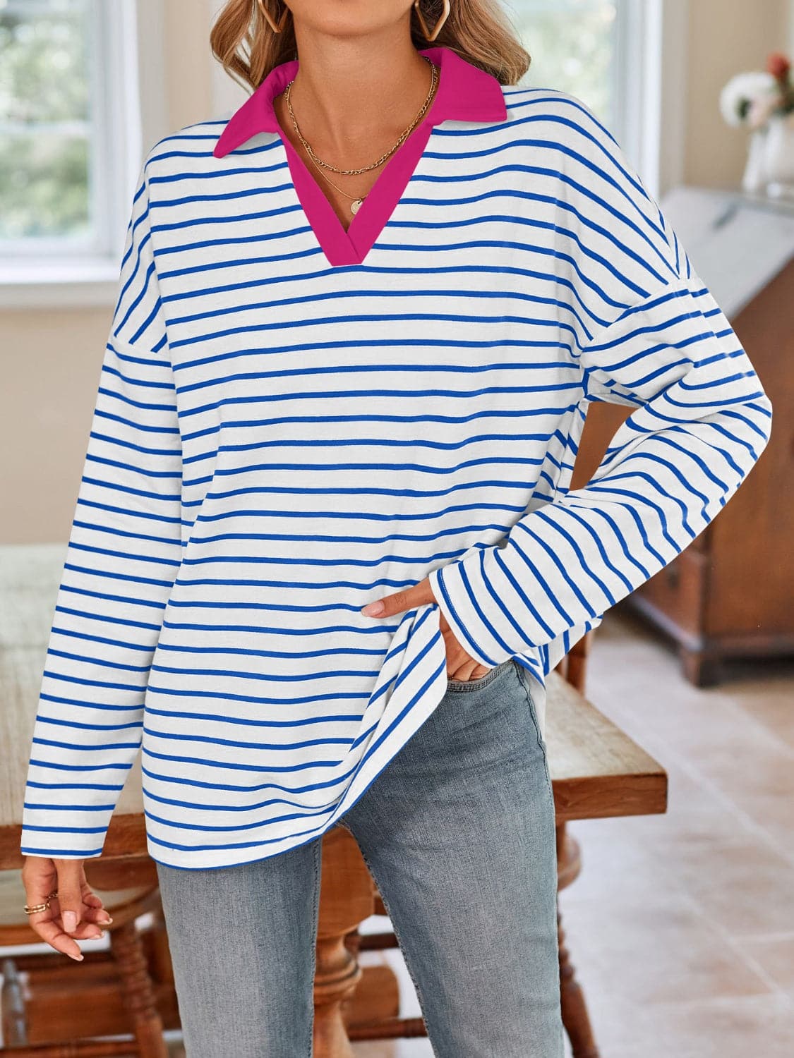 Chic striped long sleeve tee