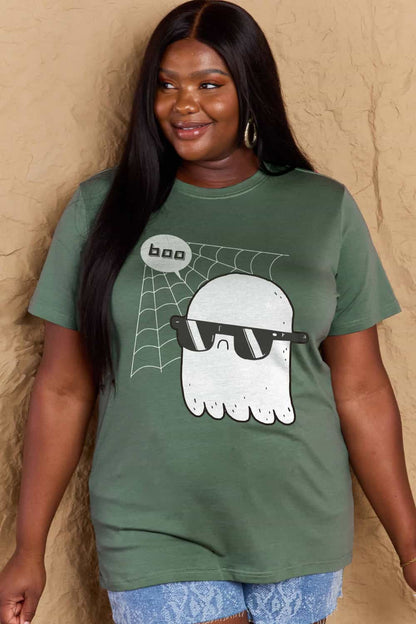 Charming Boo Graphic Cotton Tee for Everyday Wear