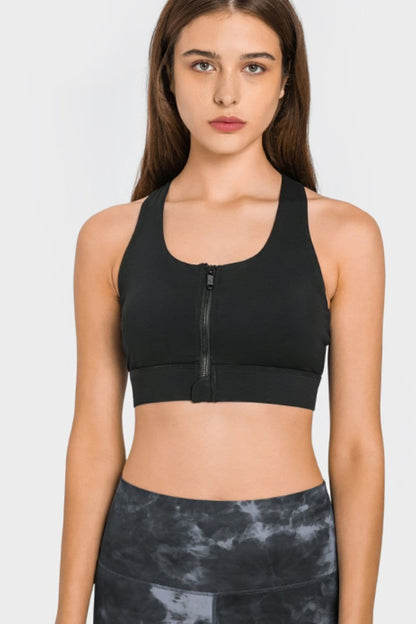 Zip Up Racerback Sports Bra.