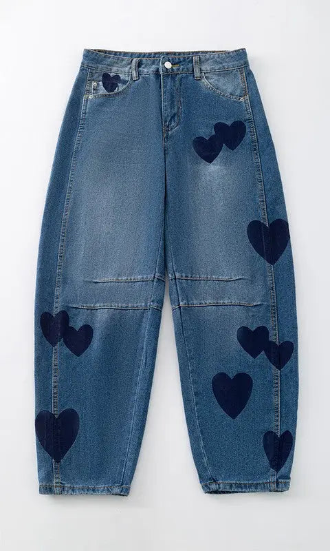 Denim Jeans With Graphic Motifs And Relaxed Straight Fit Miss Sparkling