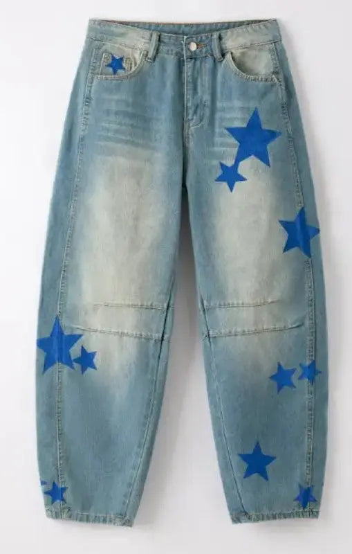 Denim Jeans With Graphic Motifs And Relaxed Straight Fit Miss Sparkling