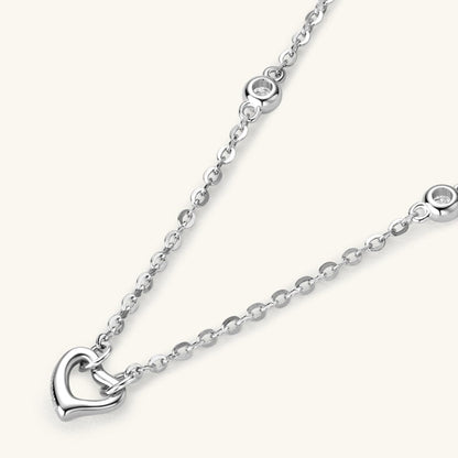 Moissanite 925 Sterling Silver Heart Necklace.