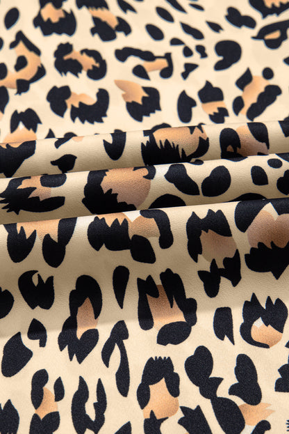 Parchment Leopard Drawstring Flowy Wide Leg Pants for Women