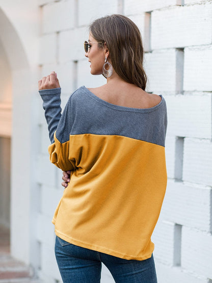 Boat Neck Long Sleeve Sweatshirt.