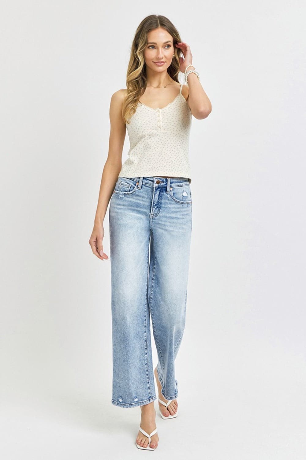 High rise tummy control wide leg jeans