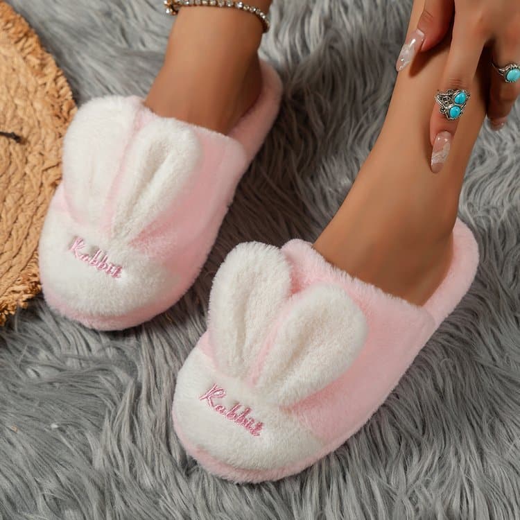 Cozy rabbit ear slippers - flats