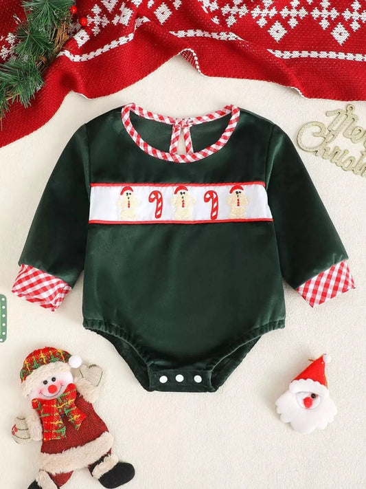 Children's Christmas Gingerbread Embroidered One-Piece Bodysuit Simply Love