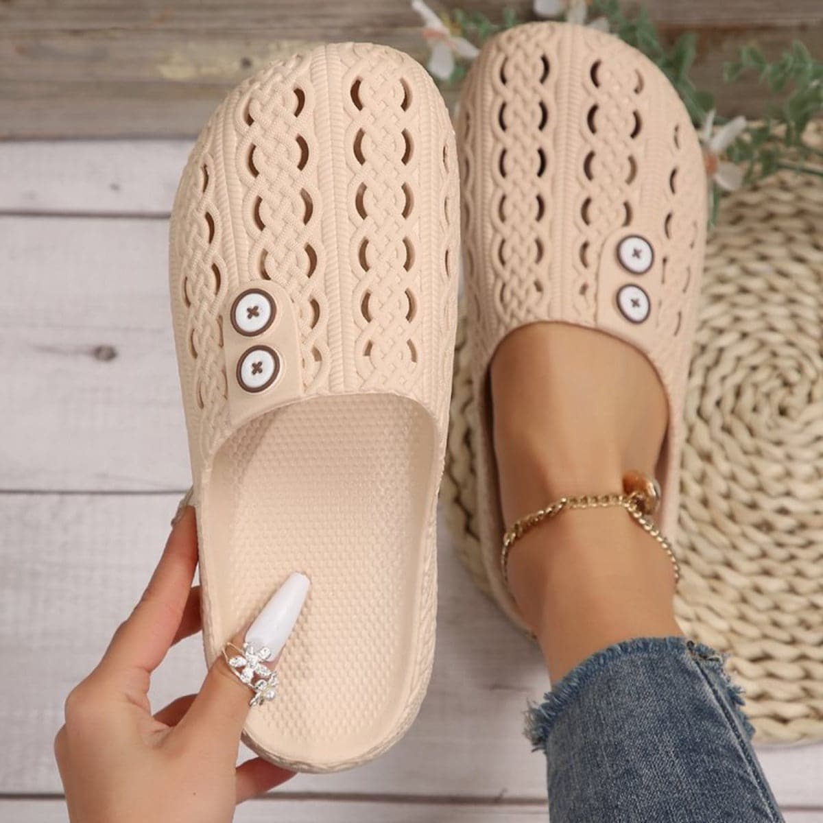 Stylish PVC Flat Slides for Women