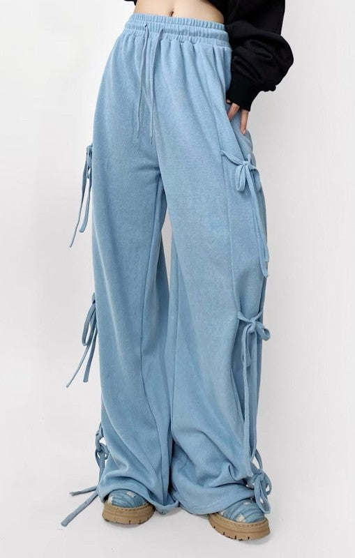 Side tie ribbon bows sweat pants Miss Sparkling