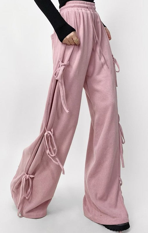Side tie ribbon bows sweat pants Miss Sparkling