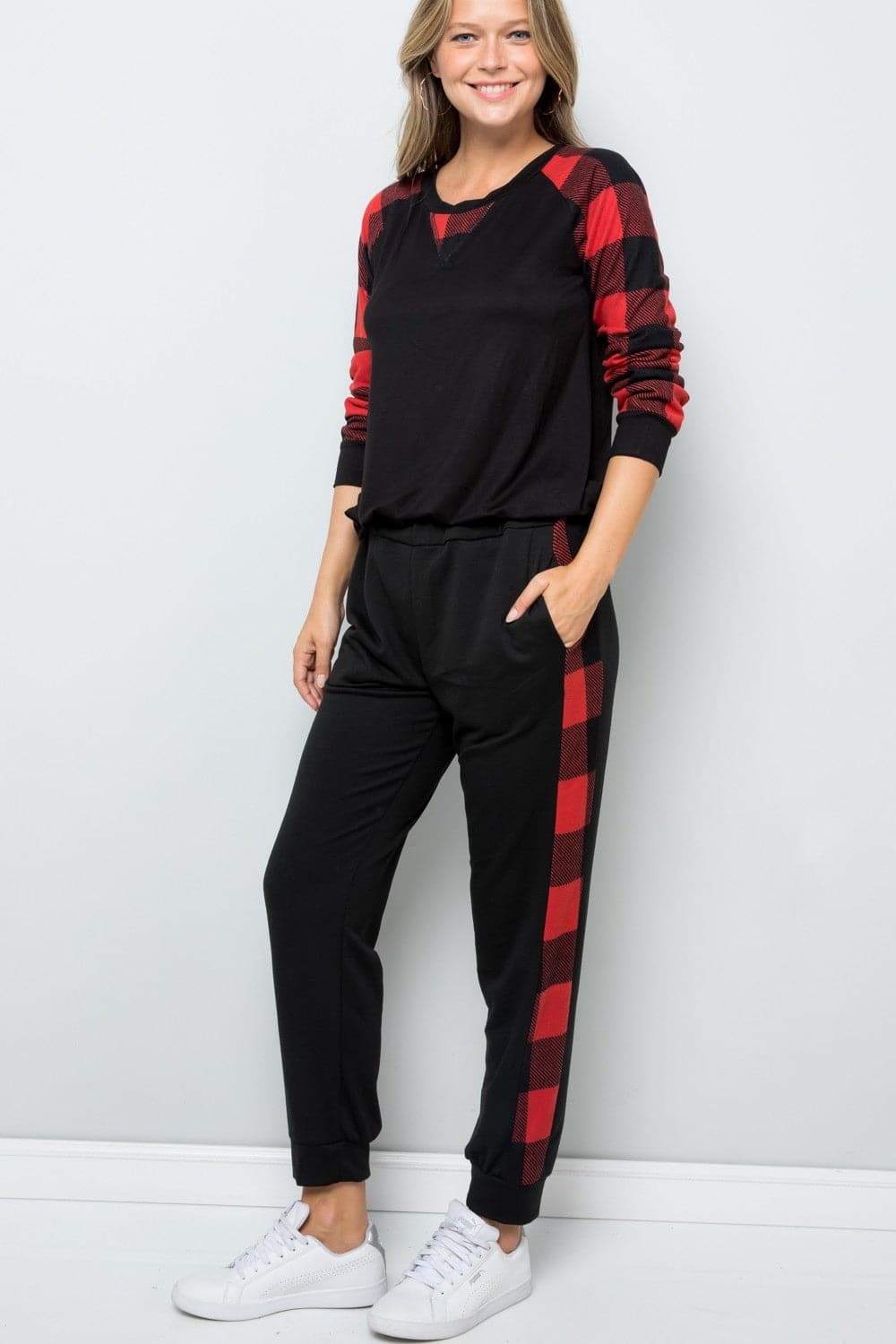 Plaid side print lounge pants for stylish comfort