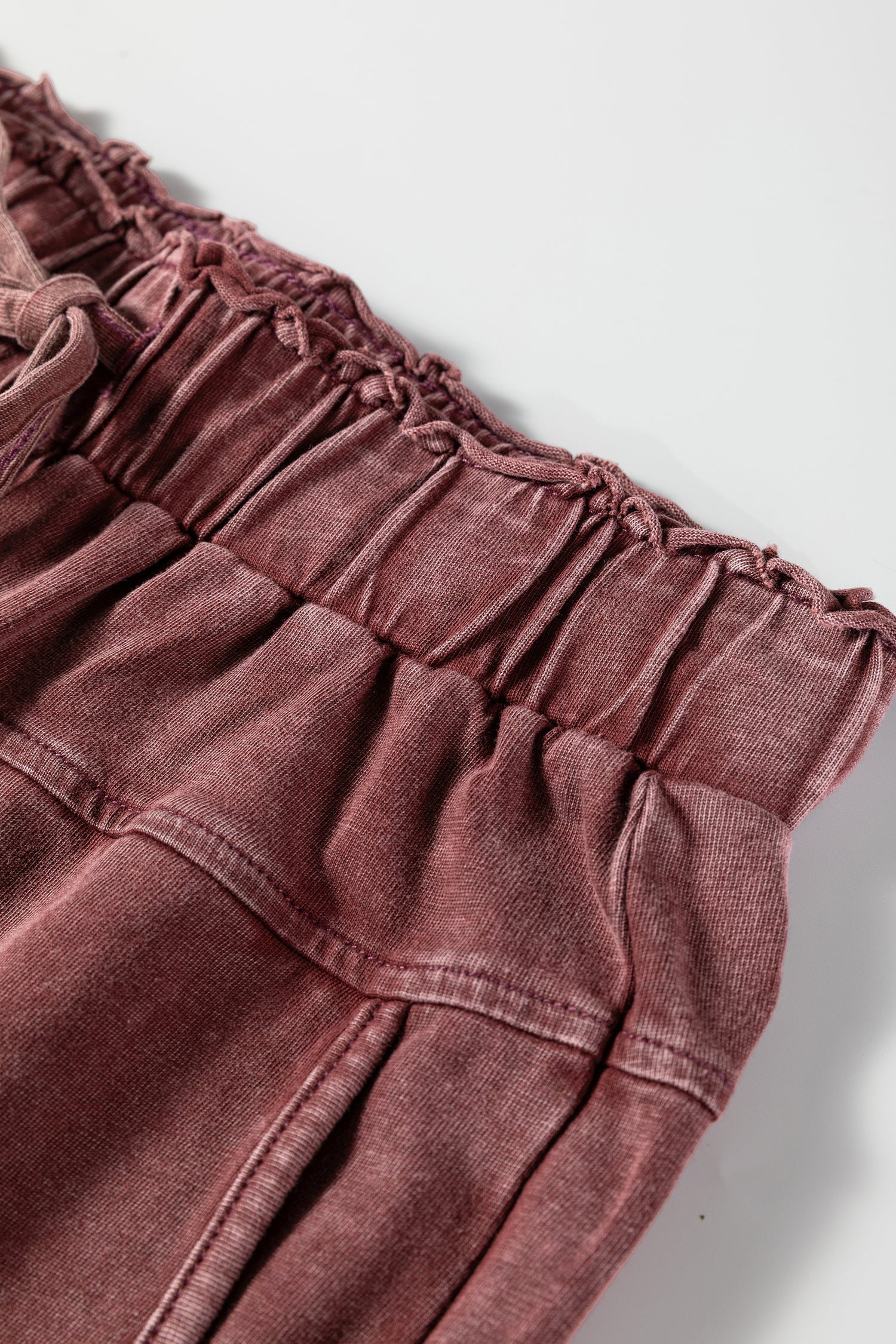 Wild Ginger Mineral Wash Lace Up High Waist Raw Hem Patched Pocket Pants Dear-Lover Dropshipping