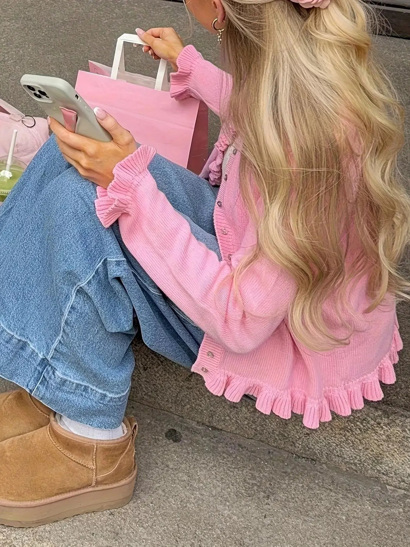 Ruffled Trim Knit Cardigan Simply Love