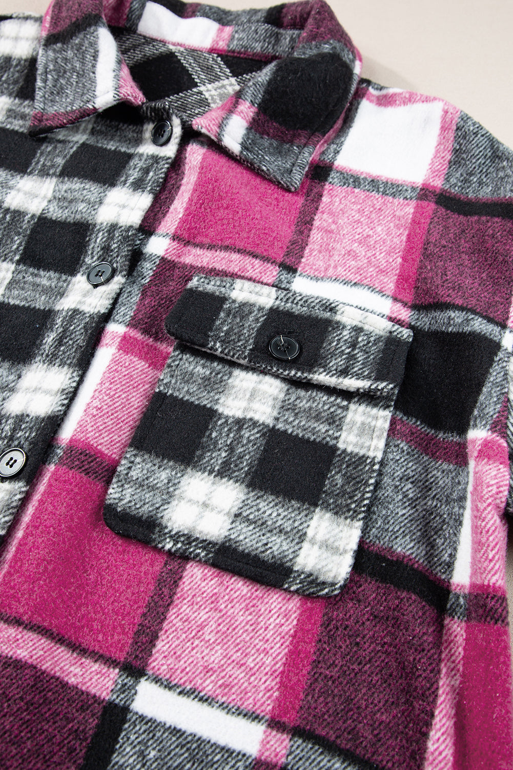 Colorful plaid block shacket with pockets