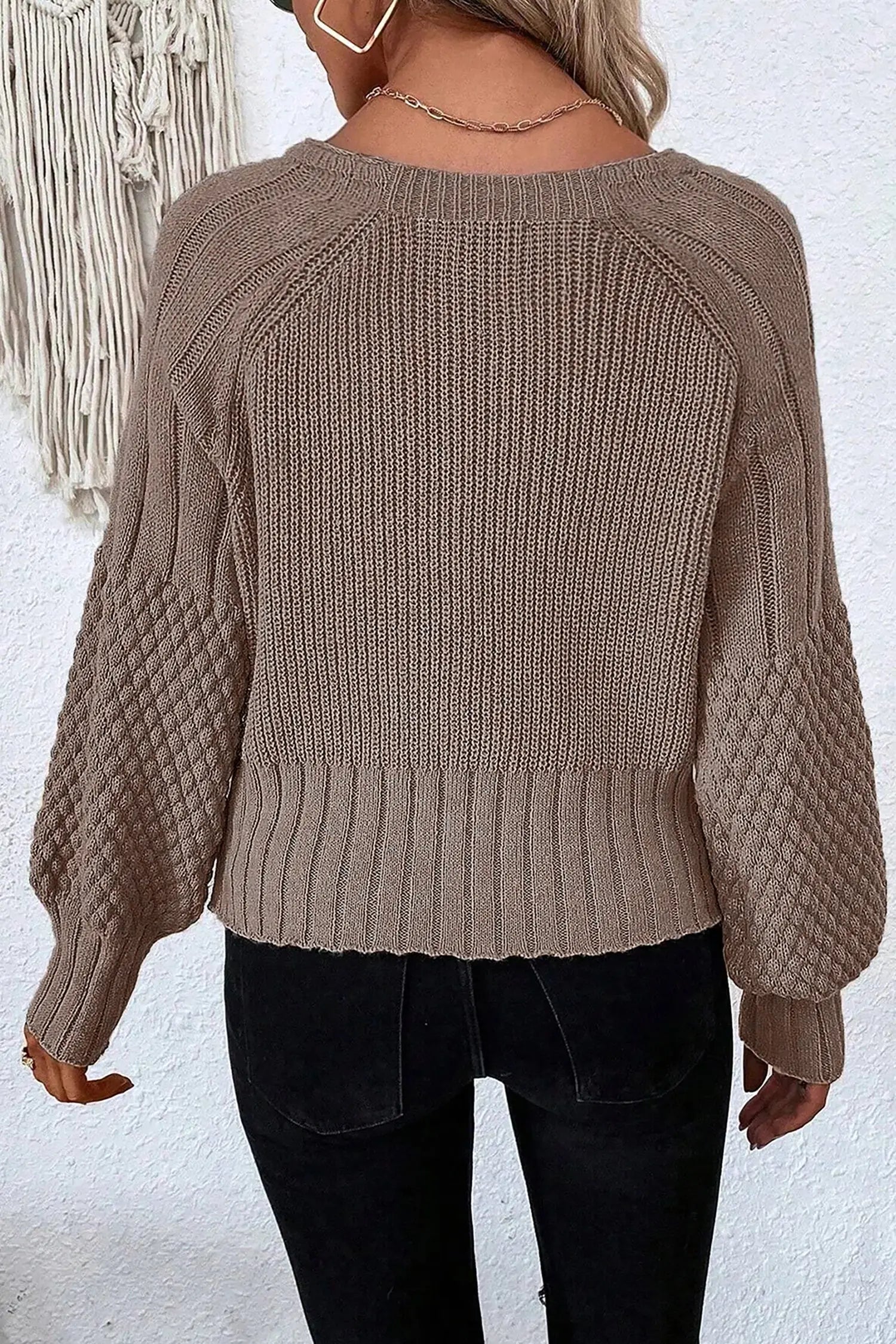 Goat Mixed Texture Knit Button V Neck Cardigan Sweater Dear-Lover Dropshipping