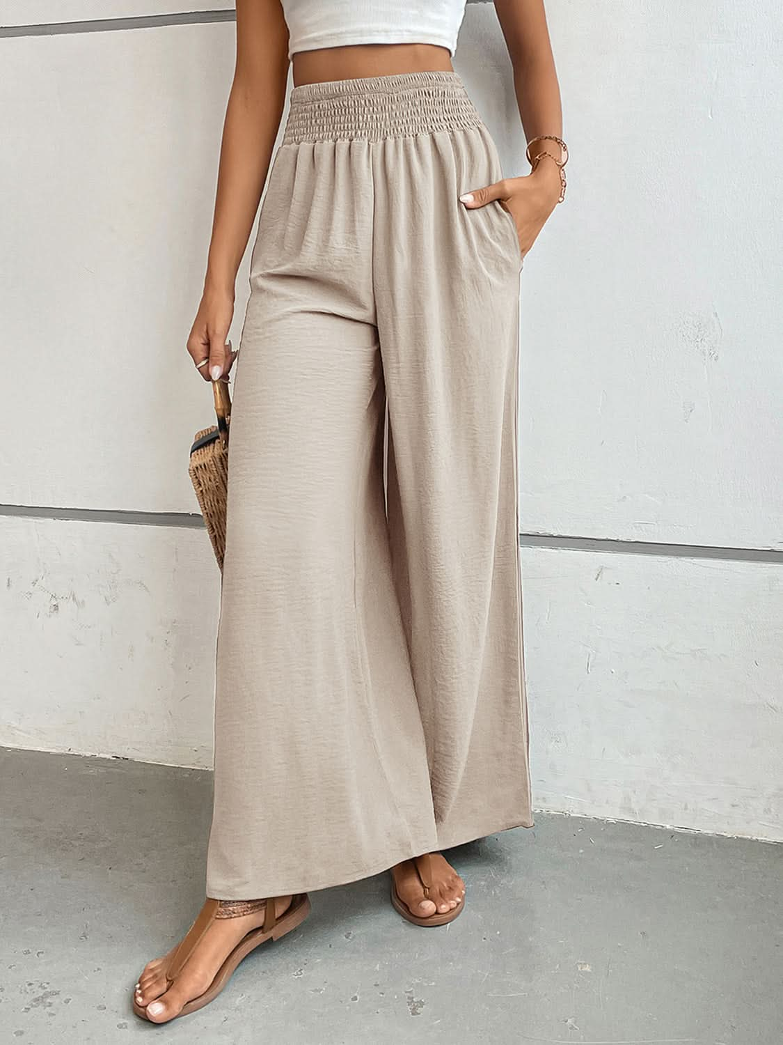 Perfee Wide Leg Pants with Pockets