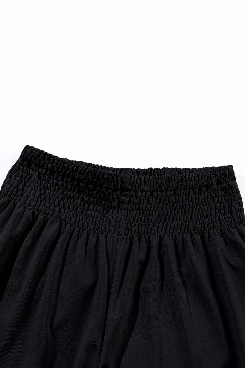 Chic black smocked joggers - high-rise comfort