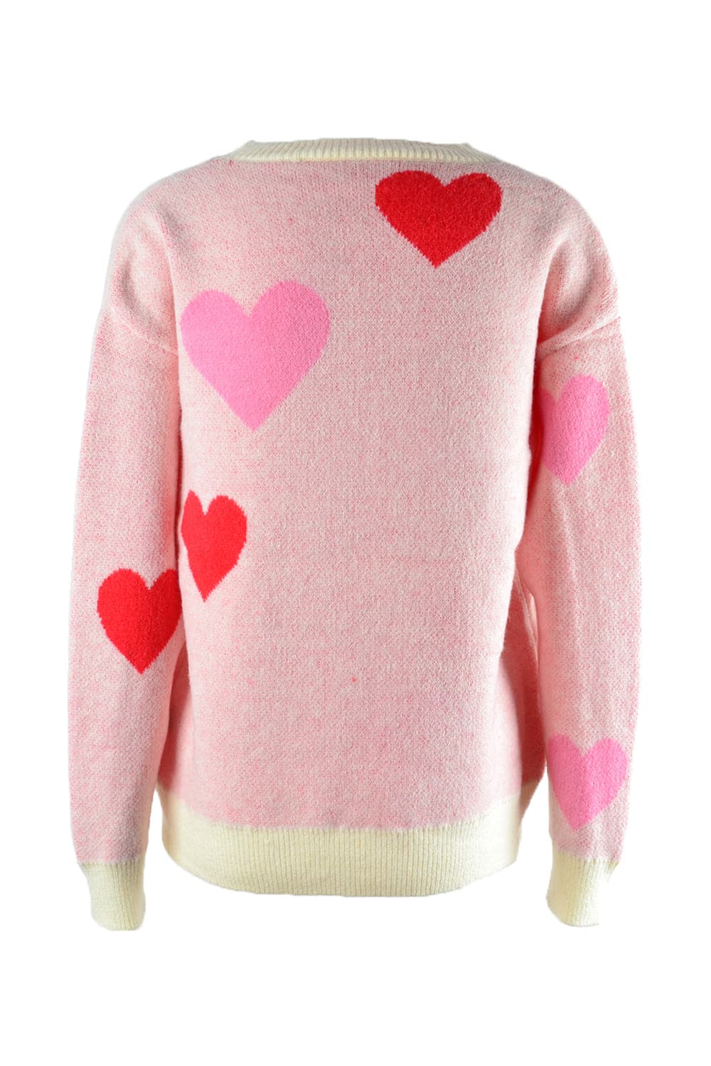 Heart Round Neck Droppped Shoulder Sweater.