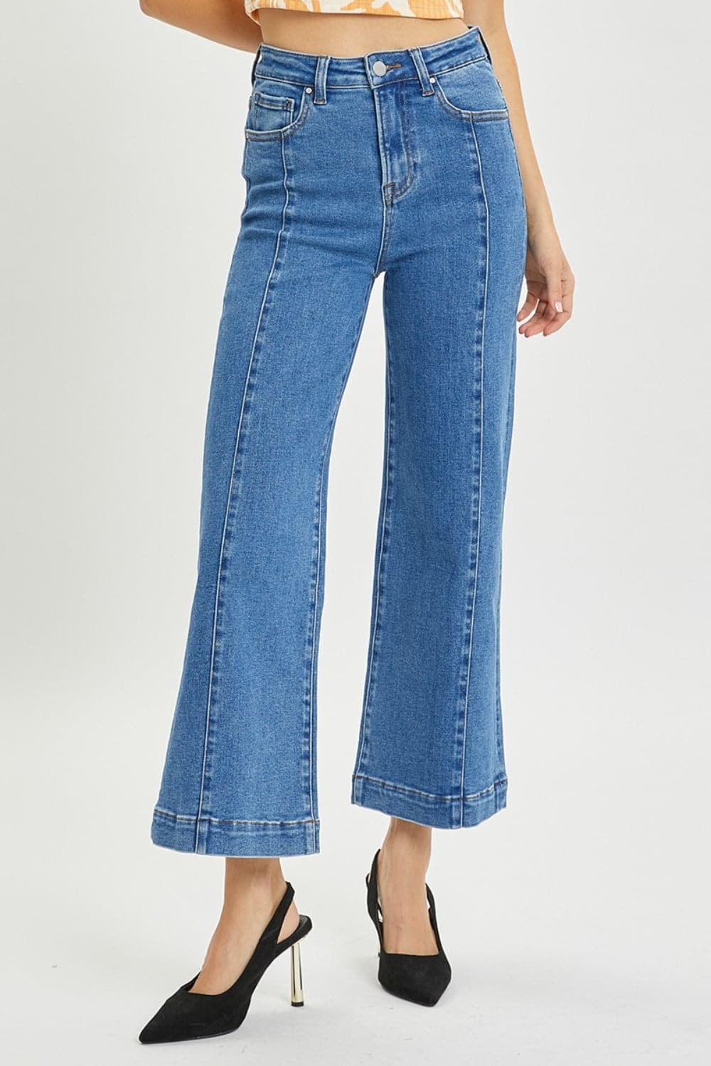 Risen Full Size High Rise Wide Leg Jeans.